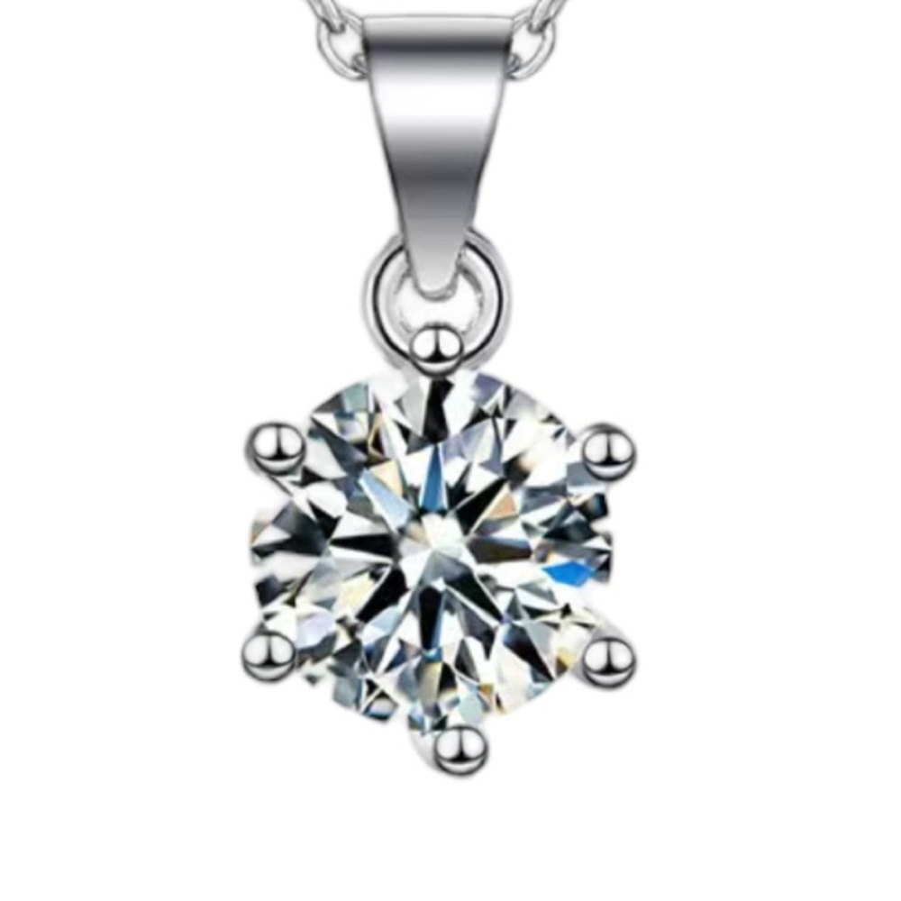 Silver Plated Zirconia Diamond Pendant Necklace